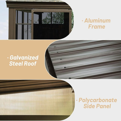 [10x12FT] Premium Against Wall Mounted Solarium Sunroom With Galvanized Steel Sloping Roof (SAK96375)