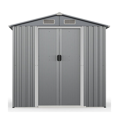 Premium Garden Galvanized Steel Storage Shed W/ Lockable Sliding Doors, 6x4' (93175842)