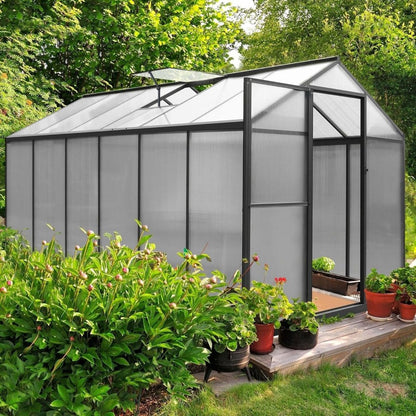 [06x12FT] Premium Polycarbonate Gray Walk-In Greenhouse Kit With Adjustable Vent And Lockable Door (97135264)