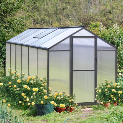 [06x12FT] Premium Polycarbonate Gray Walk-In Greenhouse Kit With Adjustable Vent And Lockable Door (97135264)