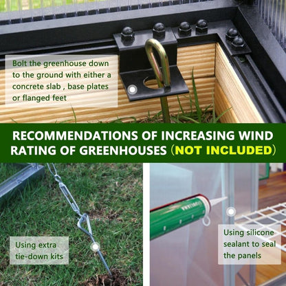 [06x12FT] Premium Polycarbonate Gray Walk-In Greenhouse Kit With Adjustable Vent And Lockable Door (97135264)