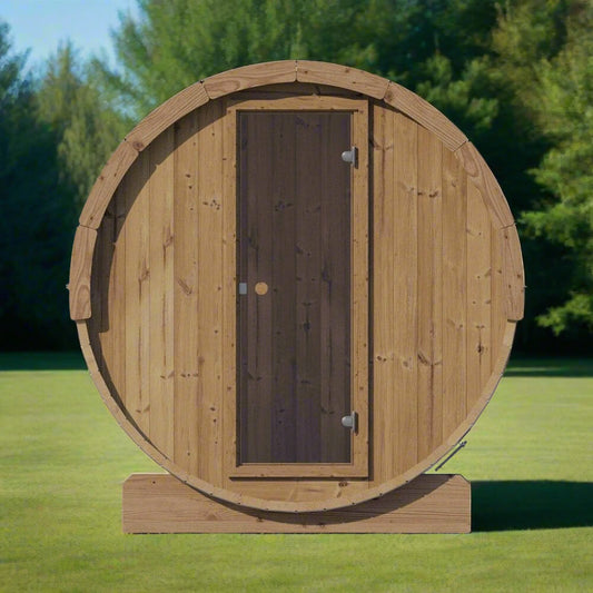 SaunaLife Model E8 Ergo Series 6-Person Outdoor Thermo-Spruce Sauna Barrel [SL-MODELE8] (SAK31809)