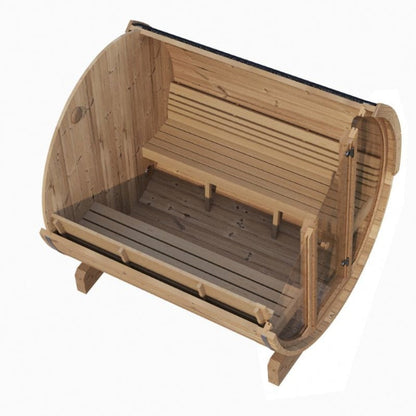 SaunaLife Model E8G Ergo Series 6-Person Outdoor Sauna Barrel With Tempered Glass Front [SL-MODELE8G] (SAK92814)