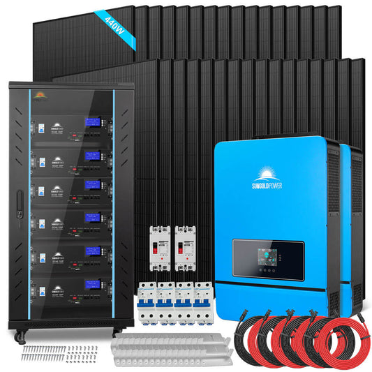 OFF GRID SOLAR KIT 20KW 48VDC 120V/240V LIFEPO4 30.72KWH LITHIUM BATTERY 32 X 440 WATTS SOLAR PANELS