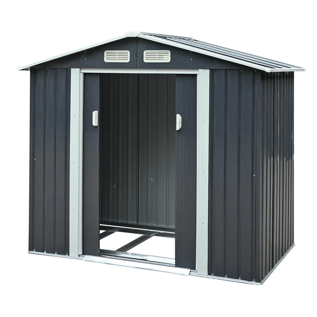 Small Outdoor Garden Backyard Storage Tool Shed W/ Sliding Door, 4'x7' (SAK59938)