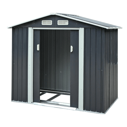 Small Outdoor Garden Backyard Storage Tool Shed W/ Sliding Door, 4'x7' (SAK59938)